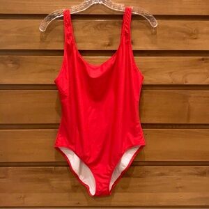 Solid and Striped Anne Marie bathing suit in red